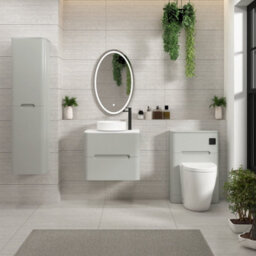 Royal Bathrooms Venice 600mm Dove Grey Wall Mounted Vanity Unit 2 Drawer With Carrara White Undrilled Worktop & Without Basin - thumbnail 4
