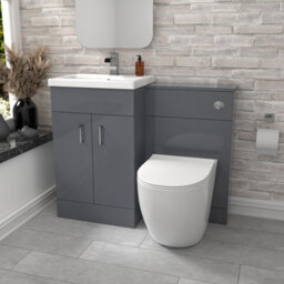 Nes Home 1000mm Freestanding Light Grey Basin Vanity & Back To Wall Toilet - thumbnail 1
