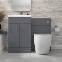 Nes Home 1000mm Freestanding Light Grey Basin Vanity & Back To Wall Toilet - thumbnail 2