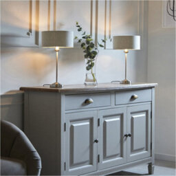 Loops 2 Pack Brushed Chrome Plate Table Lamp - Natural Linen Shade - 447mm Tall Light - 7W Led E14 - thumbnail 4
