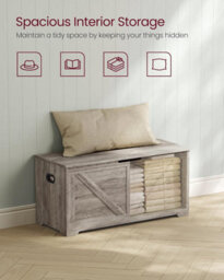 Storage Chest, Storage Bench, Blanket Box, Shoe Storage Bench, Farmhouse, Heather Greige - thumbnail 3