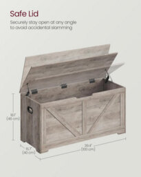 Storage Chest, Storage Bench, Blanket Box, Shoe Storage Bench, Farmhouse, Heather Greige - thumbnail 2