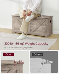 Storage Chest, Storage Bench, Blanket Box, Shoe Storage Bench, Farmhouse, Heather Greige - thumbnail 5