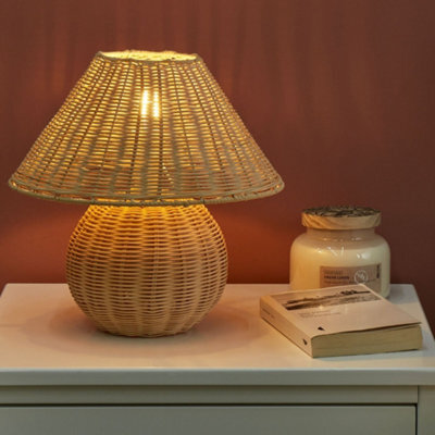 Beliani Table Lamp Natural Rattan Coastal-Boho Bedside Light W30 X D30 X H31Cm - image 1