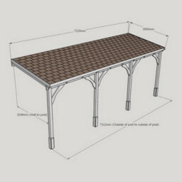 Rutland County Garden Furniture Wall Mounted Felt Shingle Roof Gazebo - Light Green - 3.5M Depth X 7.22M Width - 3 Posts / Slate Grey Felt - thumbnail 7