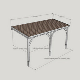 Rutland County Garden Furniture Wall Mounted Felt Shingle Roof Gazebo - Light Green - 3.5M Depth X 7.22M Width - 3 Posts / Slate Grey Felt - thumbnail 6