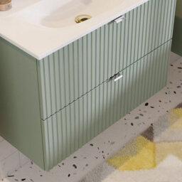 Heze Furniture Line Reed 2 Drawer Bathroom Cabinet Vanity Unit 60Cm With Built-In Basin Sage - thumbnail 2