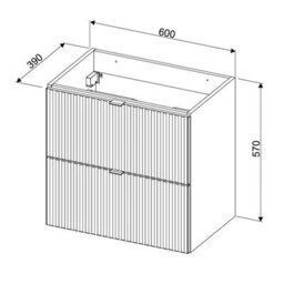 Heze Furniture Line Reed 2 Drawer Bathroom Cabinet Vanity Unit 60Cm With Built-In Basin Sage - thumbnail 8