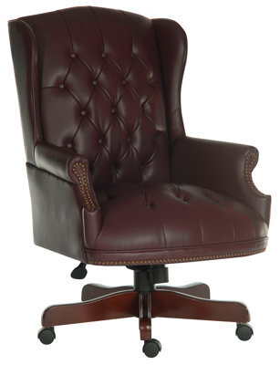 Teknik Chairman Super Large Executive Chair In Bonded Burgundy Leather With Button Back Detailing - image 1
