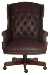 Teknik Chairman Super Large Executive Chair In Bonded Burgundy Leather With Button Back Detailing - thumbnail 2