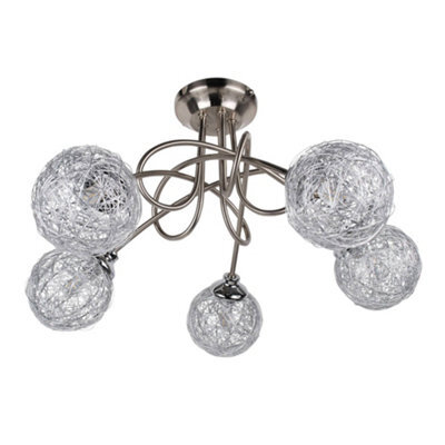 Pagazzi Lighting Pagazzi Orinoco 5 Light Satin Nickel Semi Flush Ceiling Light - image 1