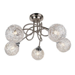 Pagazzi Lighting Pagazzi Orinoco 5 Light Satin Nickel Semi Flush Ceiling Light - thumbnail 4