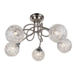 Pagazzi Lighting Pagazzi Orinoco 5 Light Satin Nickel Semi Flush Ceiling Light - thumbnail 2