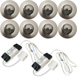 Eyelid Led Plinth Light Kit - 8 Round Spotlights For Kitchen And Bathroom