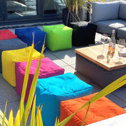 Beautiful Beanbags Beanbag Cube Footstool - Water-Resistant Bean Bag Pouffe For Indoor Or Outdoor Use - Lime