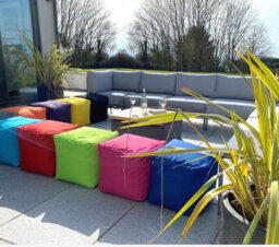 Beautiful Beanbags Beanbag Cube Footstool - Water-Resistant Bean Bag Pouffe For Indoor Or Outdoor Use - Lime - thumbnail 6