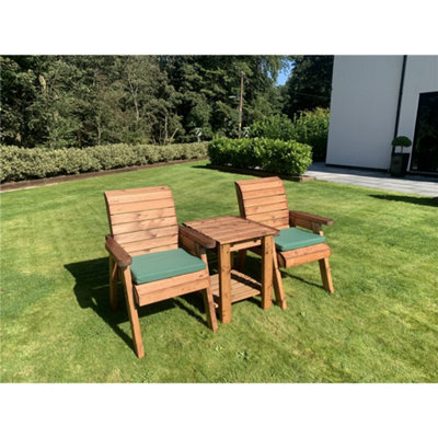 Marlborough Deluxe 2 Chair & Table Outdoor Set With 2 X Chair Cushion Green - image 1
