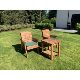 Marlborough Deluxe 2 Chair & Table Outdoor Set With 2 X Chair Cushion Green - thumbnail 2