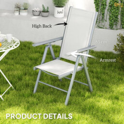 Wyld Haus Mina Set Of 2 Light Grey Aluminium Folding Outdoor Dining Chairs With Breathable Mesh - thumbnail 6