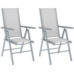 Wyld Haus Mina Set Of 2 Light Grey Aluminium Folding Outdoor Dining Chairs With Breathable Mesh - thumbnail 2