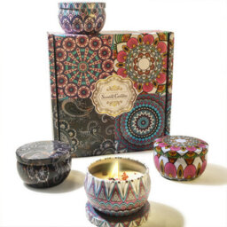 Plant Soybean Dried Flower Scented Candle Four-Piece Set -4 Candles And One Gift Box-Hyacinth - thumbnail 1