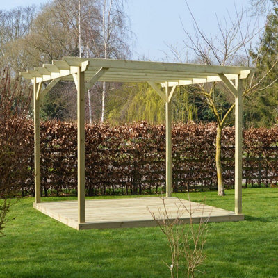 Rutland County Garden Furniture Garden Pergola And Decking Kit - Wood - L420 X W420 X H270 Cm - Light Green - image 1