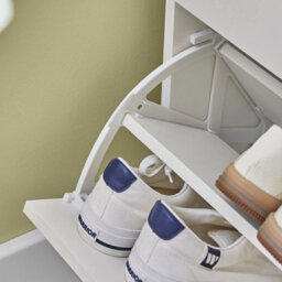 Sobuy Fsr95-W, Shoe Rack Shoe Bench Shoe Cabinet With Folding Padded Seat & Flip-Drawer,white,w60Xd30Xh49 - thumbnail 8