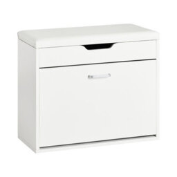 Sobuy Fsr95-W, Shoe Rack Shoe Bench Shoe Cabinet With Folding Padded Seat & Flip-Drawer,white,w60Xd30Xh49