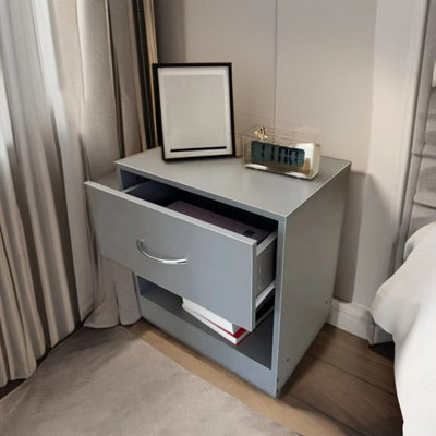 Home Treats 1 Drawer Bedside Table Grey (Set Of 2) - image 1