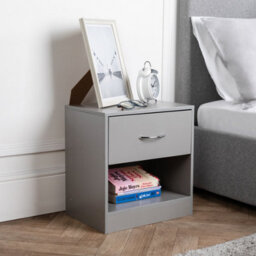 Home Treats 1 Drawer Bedside Table Grey (Set Of 2) - thumbnail 3