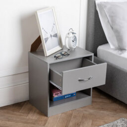 Home Treats 1 Drawer Bedside Table Grey (Set Of 2) - thumbnail 5