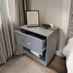 Home Treats 1 Drawer Bedside Table Grey (Set Of 2) - thumbnail 1