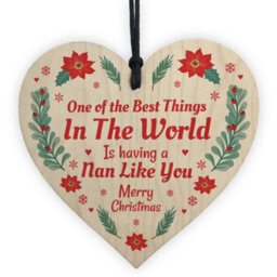 Red Ocean Best Nan Gifts For Christmas Wood Heart Tree Decoration Bauble Gift For Nan Nanny Nana