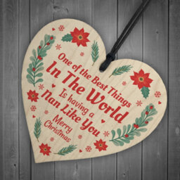 Red Ocean Best Nan Gifts For Christmas Wood Heart Tree Decoration Bauble Gift For Nan Nanny Nana - thumbnail 6