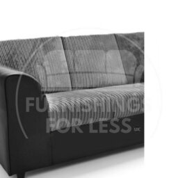 Furnishings For Less UK Luxor Long Fabric Jumbo Cord 4 Seater Sofa - Full Back Black And Grey - thumbnail 2