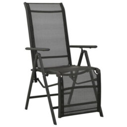 Reclining Garden Chairs 2Pcs Textilene And Aluminium Black - thumbnail 2