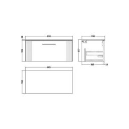 Balterley Belvide Partial Fluted 1 Drawer Wall Hung Vanity Unit With Colour Coordinating Worktop - 800mm - Satin White - thumbnail 2