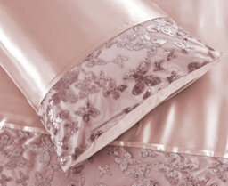 Homes & Linen Aisha Embroidered Pink Duvet Cover Set Luxury Microfiber Polyester Bedding With Pillowcases - thumbnail 4