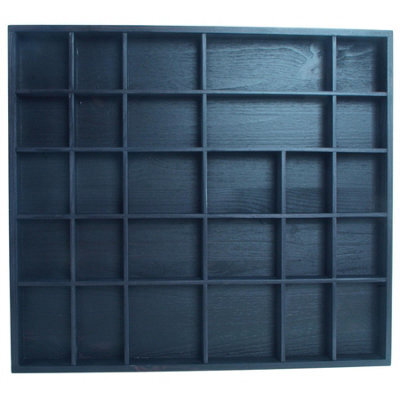 Woodeedoo Wooden Wall Display Shelf Black Matt With 28 Compartments For Crystals Miniatures Small Ornaments Collectables And Keepsakes - image 1