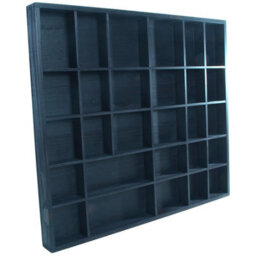 Woodeedoo Wooden Wall Display Shelf Black Matt With 28 Compartments For Crystals Miniatures Small Ornaments Collectables And Keepsakes - thumbnail 2