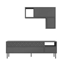 Decortie Heaton Modern Tv Unit Anthracite Grey With Storage And Wall Shelf 144.6Cm - thumbnail 2