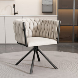 Matteo Elegant Velvet Dining Chair With Swivel Function And Metal Legs, Beige - thumbnail 2
