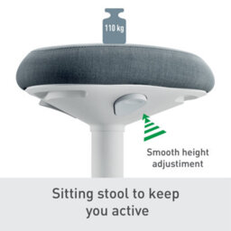 Leitz Ergo Active Sitting Stool Chair Posture Comfort Seat Adjustable Furniture In Light Grey - thumbnail 7