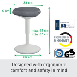 Leitz Ergo Active Sitting Stool Chair Posture Comfort Seat Adjustable Furniture In Light Grey - thumbnail 8
