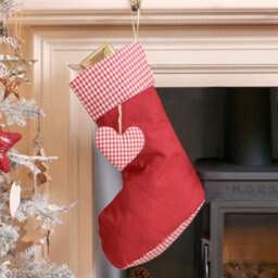 Dibor Pack Of 5 Traditional Red Gingham Xmas Christmas Gift Bag Christmas Stocking For Kids - thumbnail 3