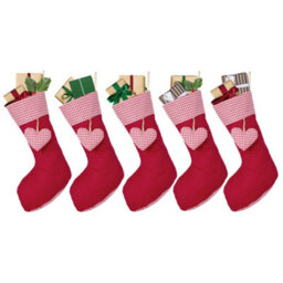 Dibor Pack Of 5 Traditional Red Gingham Xmas Christmas Gift Bag Christmas Stocking For Kids - thumbnail 2