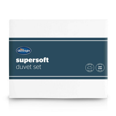 Silentnight White Plain Single Polyester Duvet Cover & Pillow Case Set - image 1