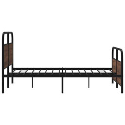 Berkfield Metal Bed Frame Without Mattress Brown Oak 140X200 Cm - thumbnail 6