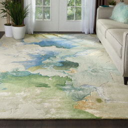 Multicolored Viscose , Wool Abstract , Optical/(3D) Handmade , Luxurious ,  Wool Rug For Living Room, Bedroom - 259Cm X 351Cm - thumbnail 3