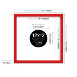 "12X12"" Red Picture Frame - 12X12"" Square Frame With 9X9"" Mount For 12X12""/9X9"" Pictures Moderrn Style Thin Edge, 1 Pack" - thumbnail 2